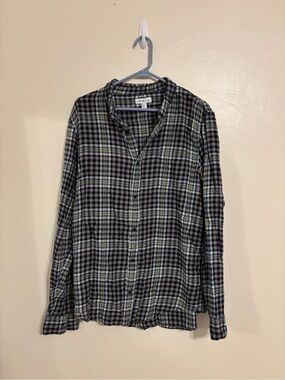The Rail XL Plaid Flannel Shirt Blue Black Yellow Cotton Button Down